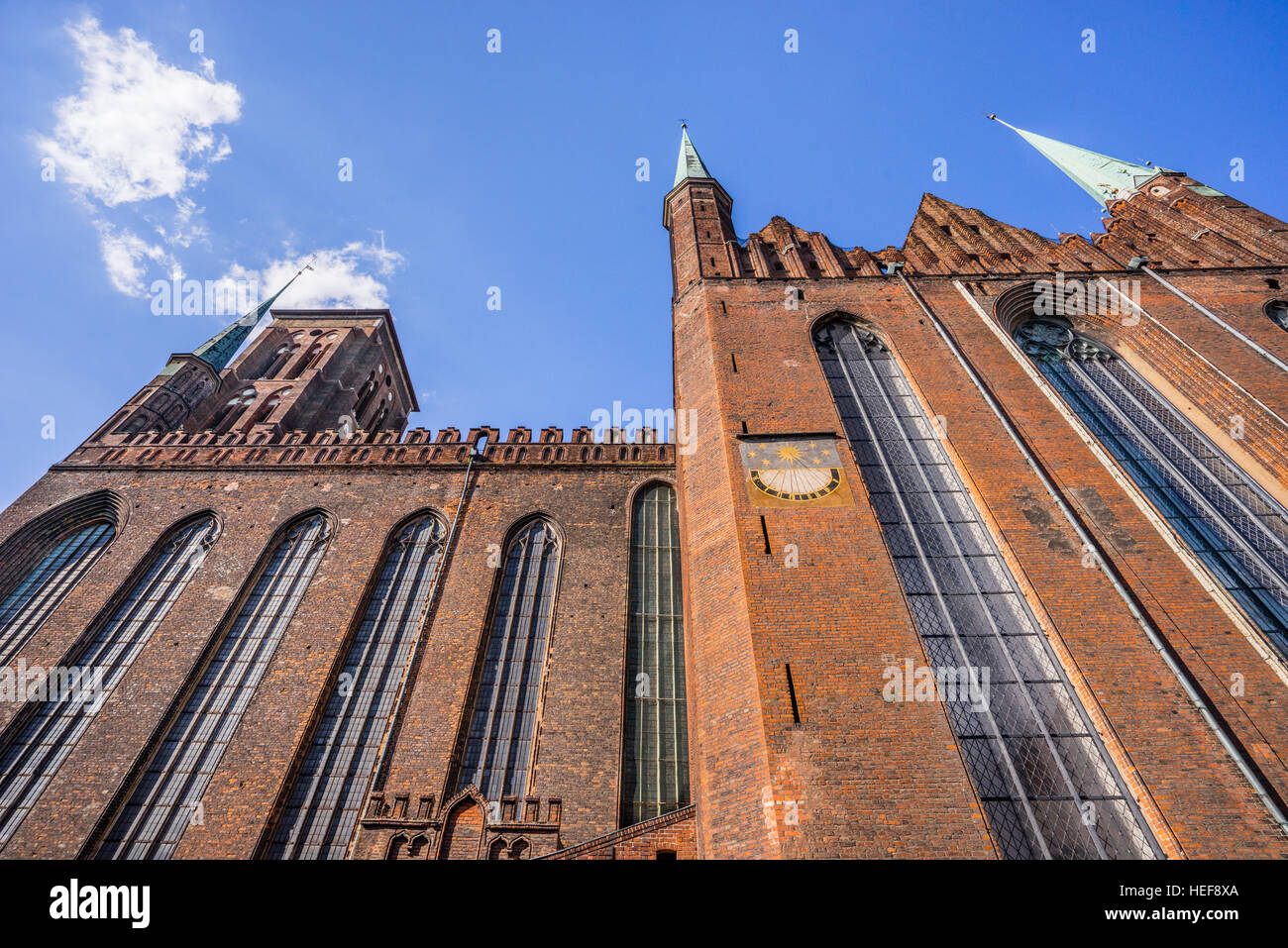 Poland, Pomerania, Gdansk (Danzig), Basilica of the Assumption of the Blessed Virgin Mary (St. Mary's Church), Damm Portal with sundial Stock Photo