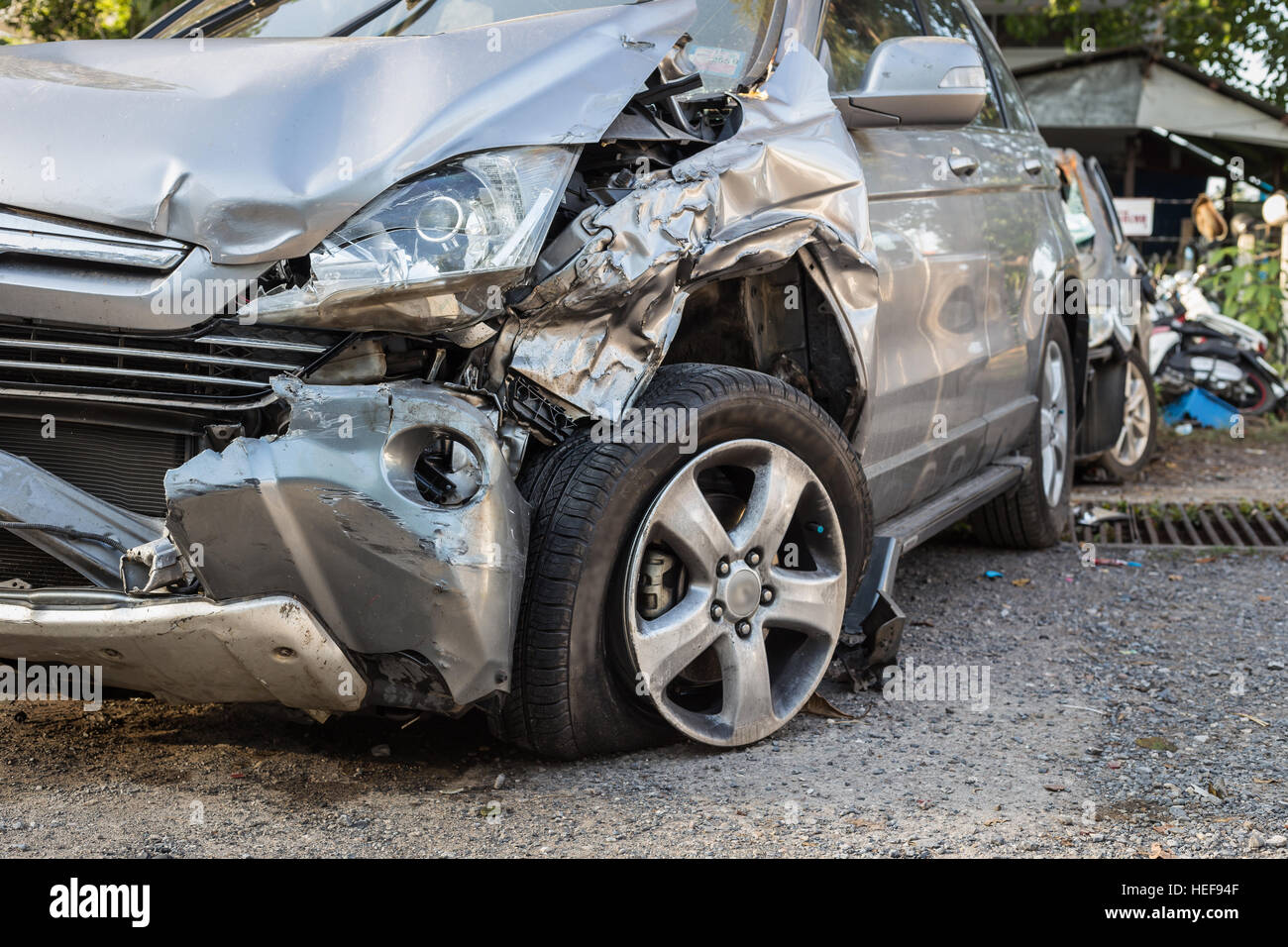 Close up body of car get damaged by accident Stock Photo Alamy