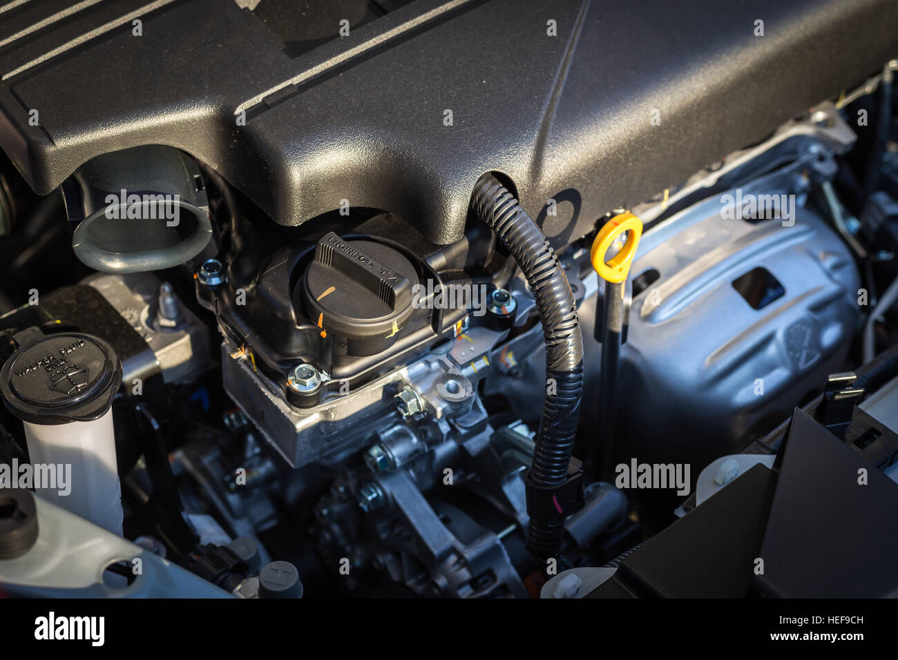 Close up detail of new car engine Stock Photo