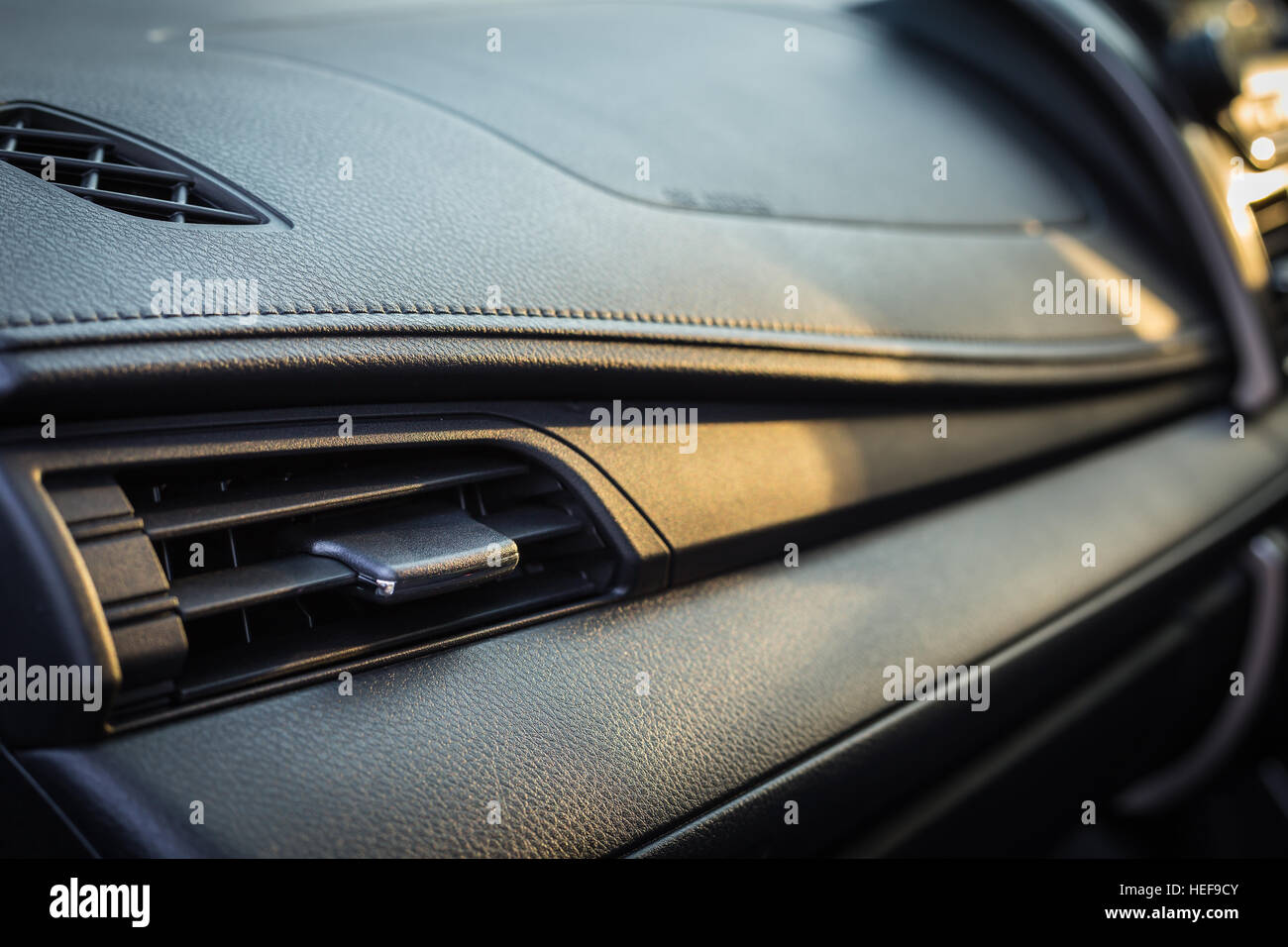 Detail of new modern car interior, Focus on air-con Stock Photo