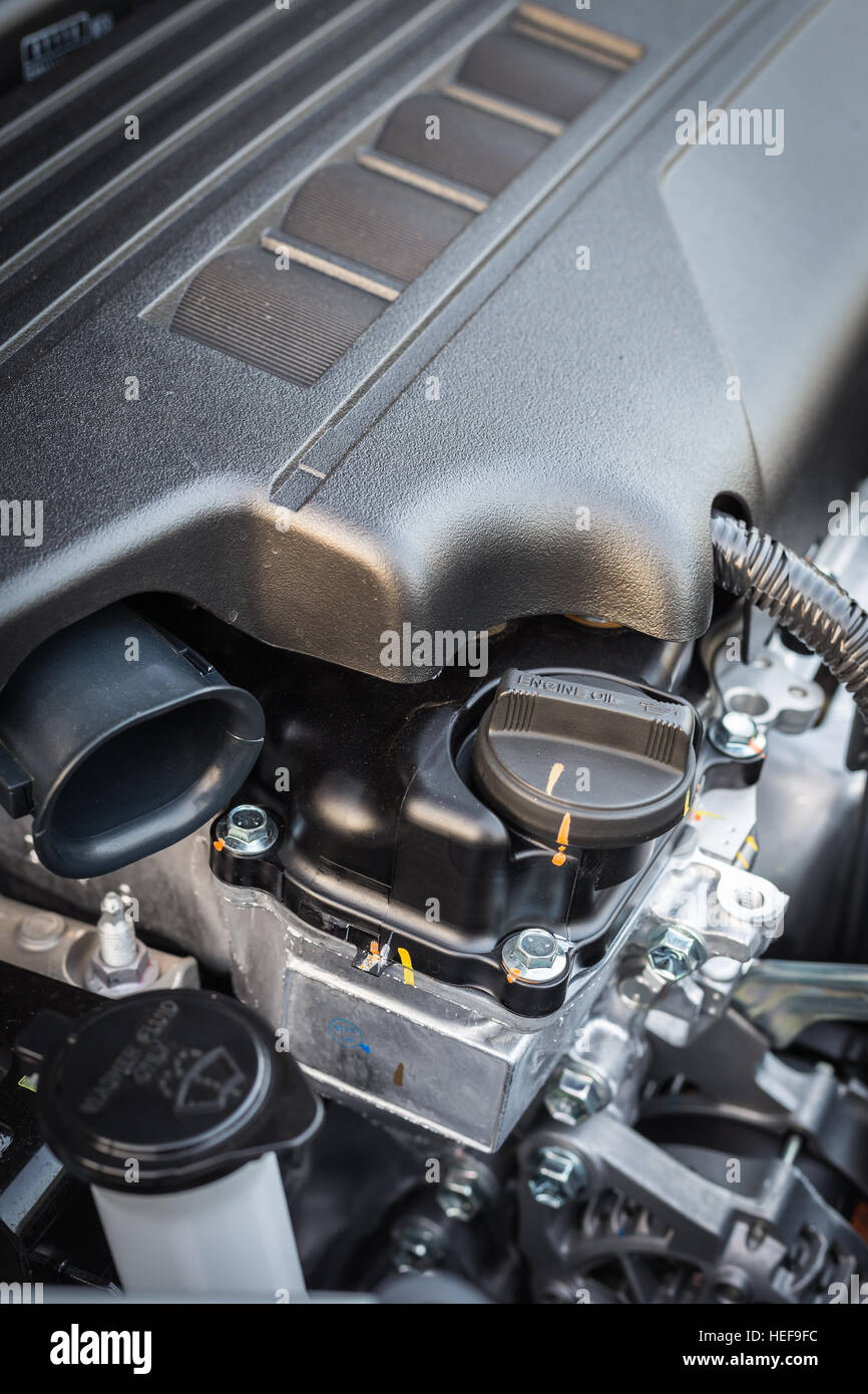 Close up detail of new car engine Stock Photo