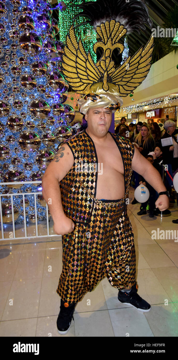 Heavy D and the cast of Epsom Playhouse Panto Aladdin switch on the