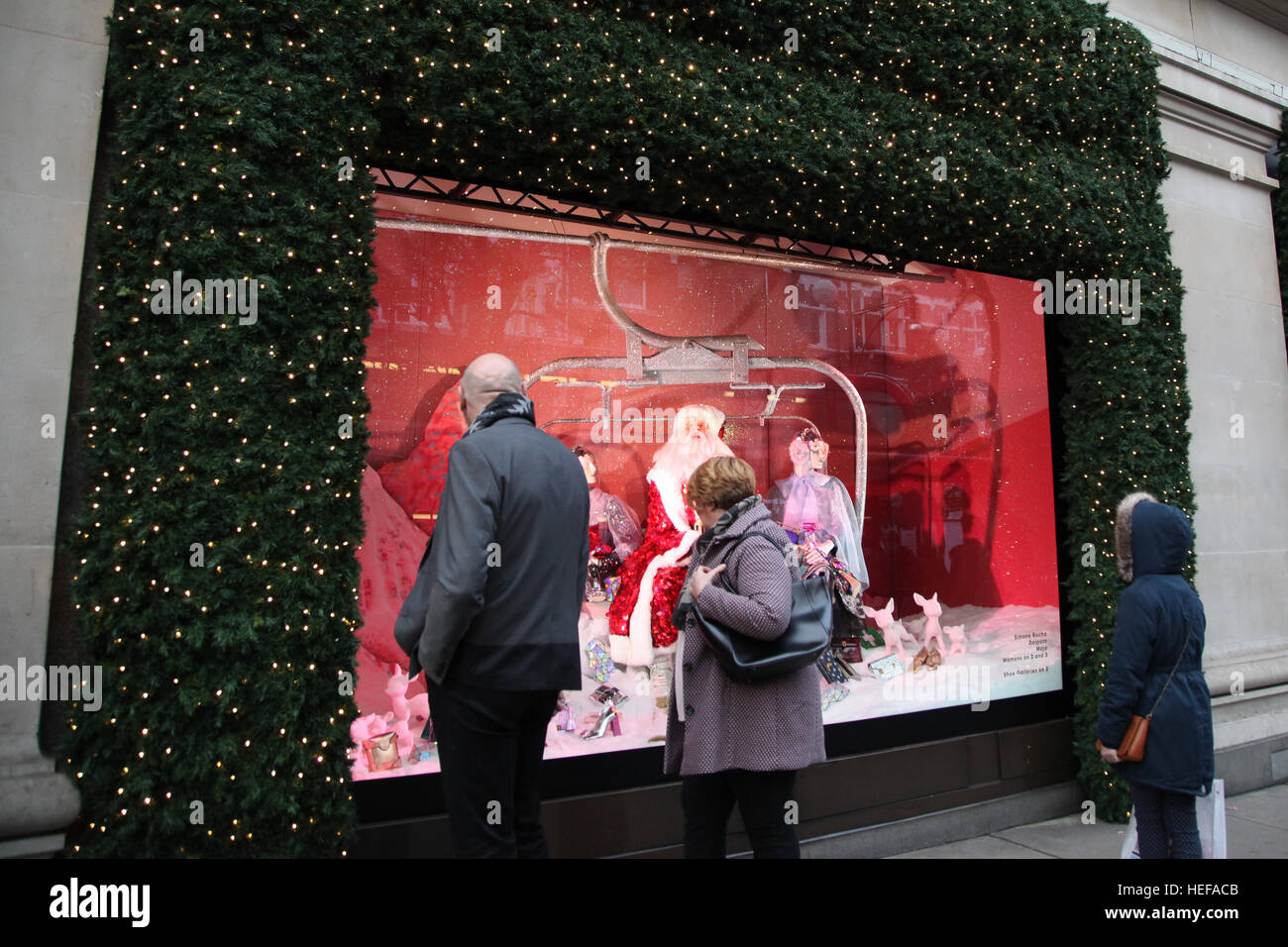 Oxford Street stores Marks & Spencer and Selfridges Christmas window