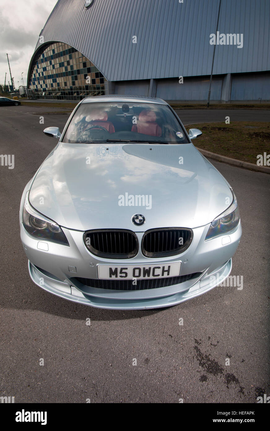 BMW M5 (E60): Front view, white color. Fourth generation. Made from 2005 to  2010 Stock Photo - Alamy