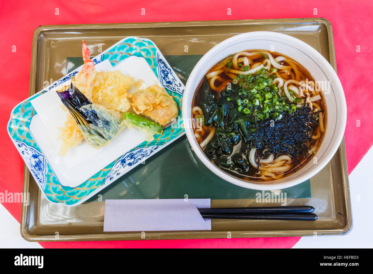 Japan, Honshu, Tokyo, Tempura and Noodles Meal Stock Photo Alamy