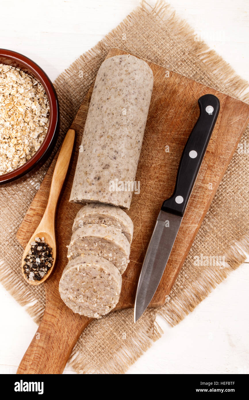Traditional scottish white pudding breakfast hires stock photography