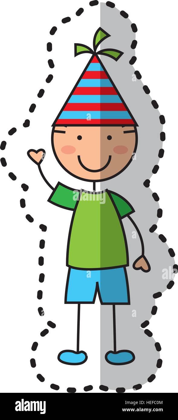 cute boy character with party hat vector illustration design Stock ...