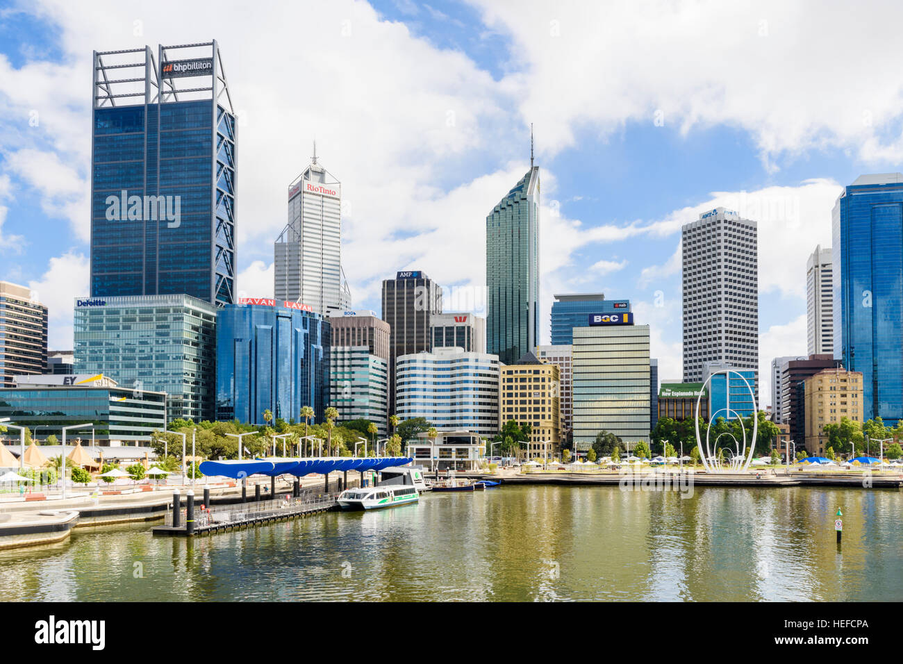 Elizabeth Quay and skyscrapers of Perth CBD, Perth, Western Australia, Australia Stock Photo