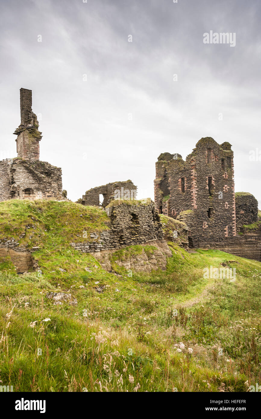 Castle Sinclair Girnigoe near Wick in Scotland. Stock Photo