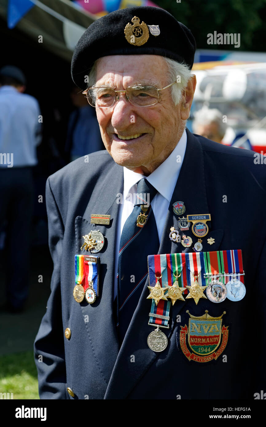 Gordon Smith from the Normandy Veterans Association at the annual Wiltshire Armed Forces and Veterans Weekend, Trowbridge, Wiltshire, United Kingdom Stock Photo