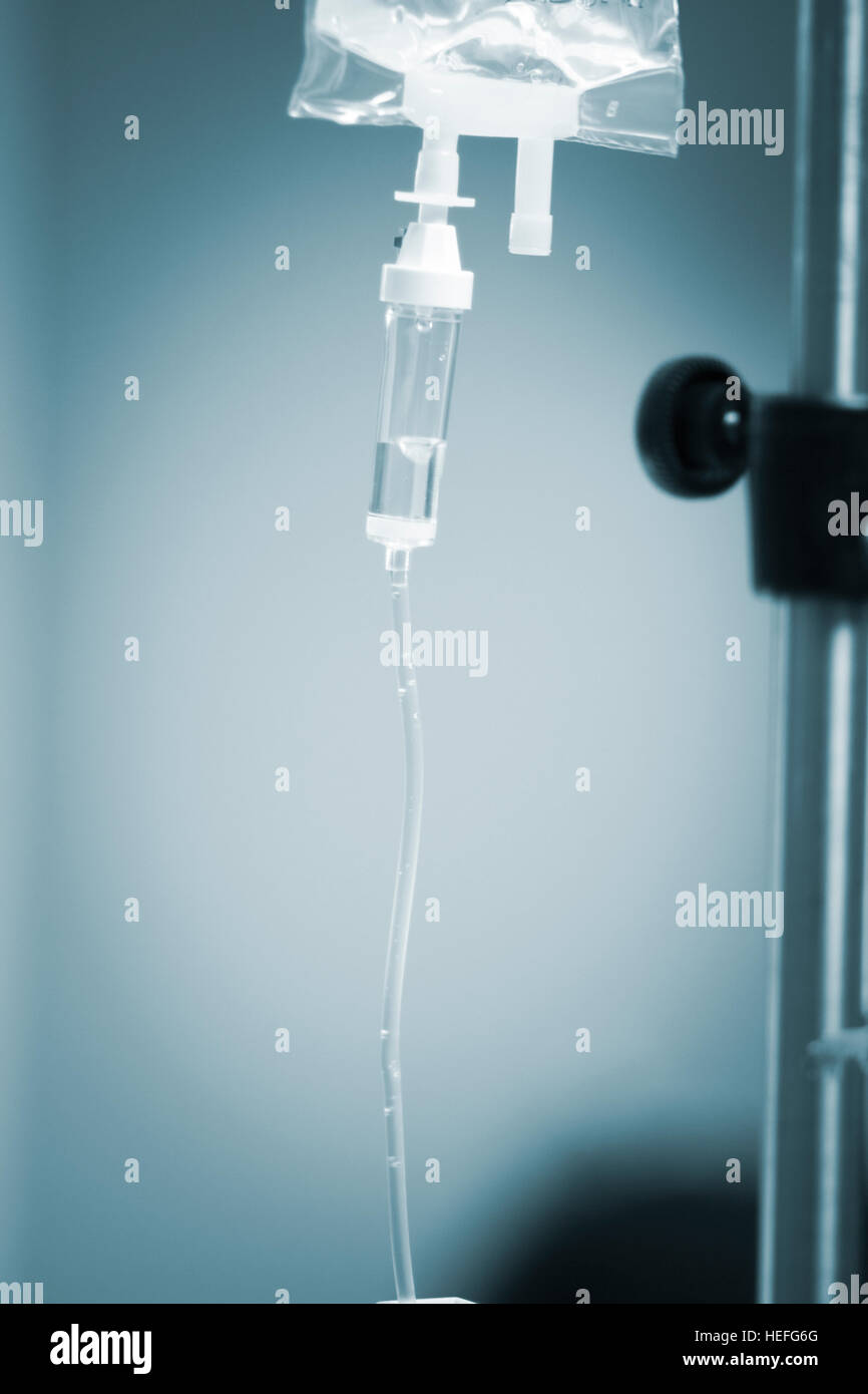 Medical intravenous IV drip in hospital used to replace liquids in