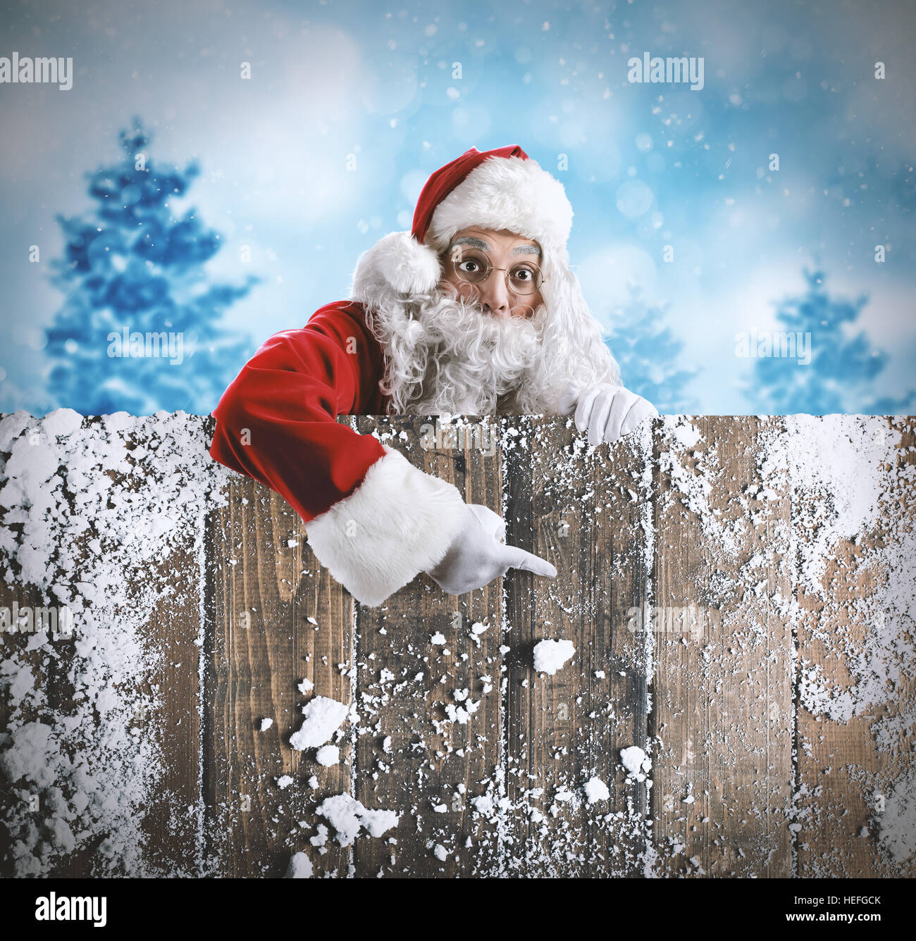 Xmas santa advertisement Stock Photo