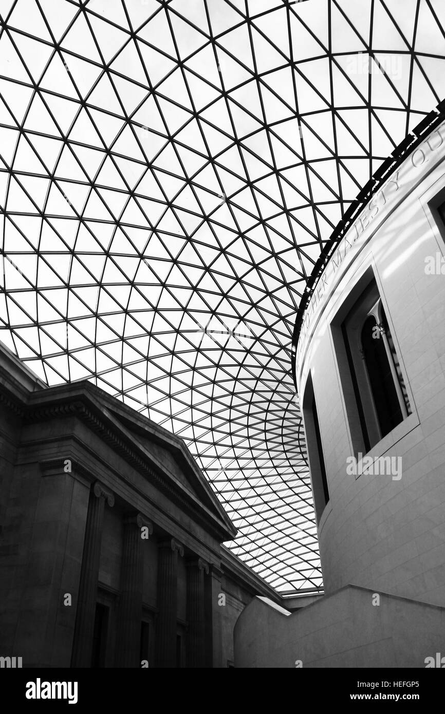 The glass ceiling at The British Museum, London. Stock Photo