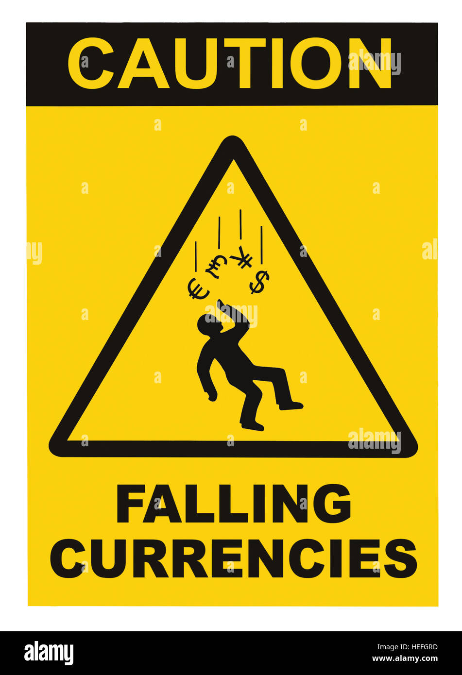 Caution Falling Currencies Objects Warning Sign Concept Isolated