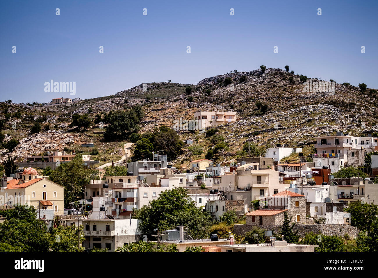 Views of places in Crete on sunny summer days Stock Photo