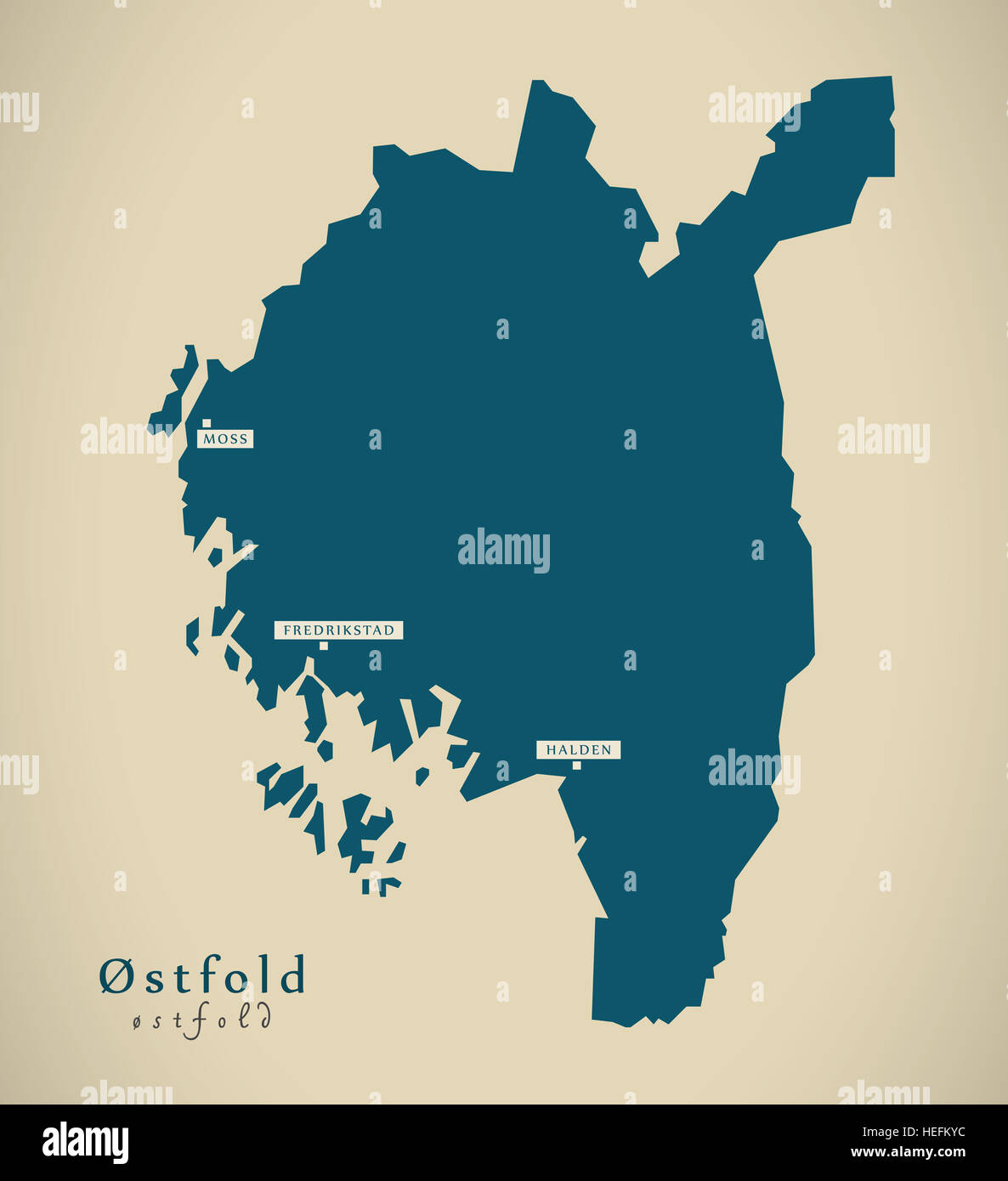 Modern Map - Ostfold Norway NO illustration Stock Photo