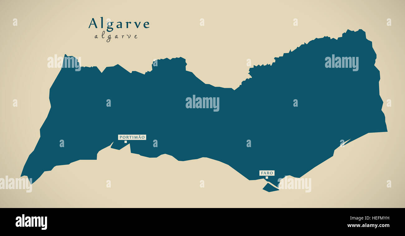 Modern Map - Algarve Portugal PT illustration Stock Photo