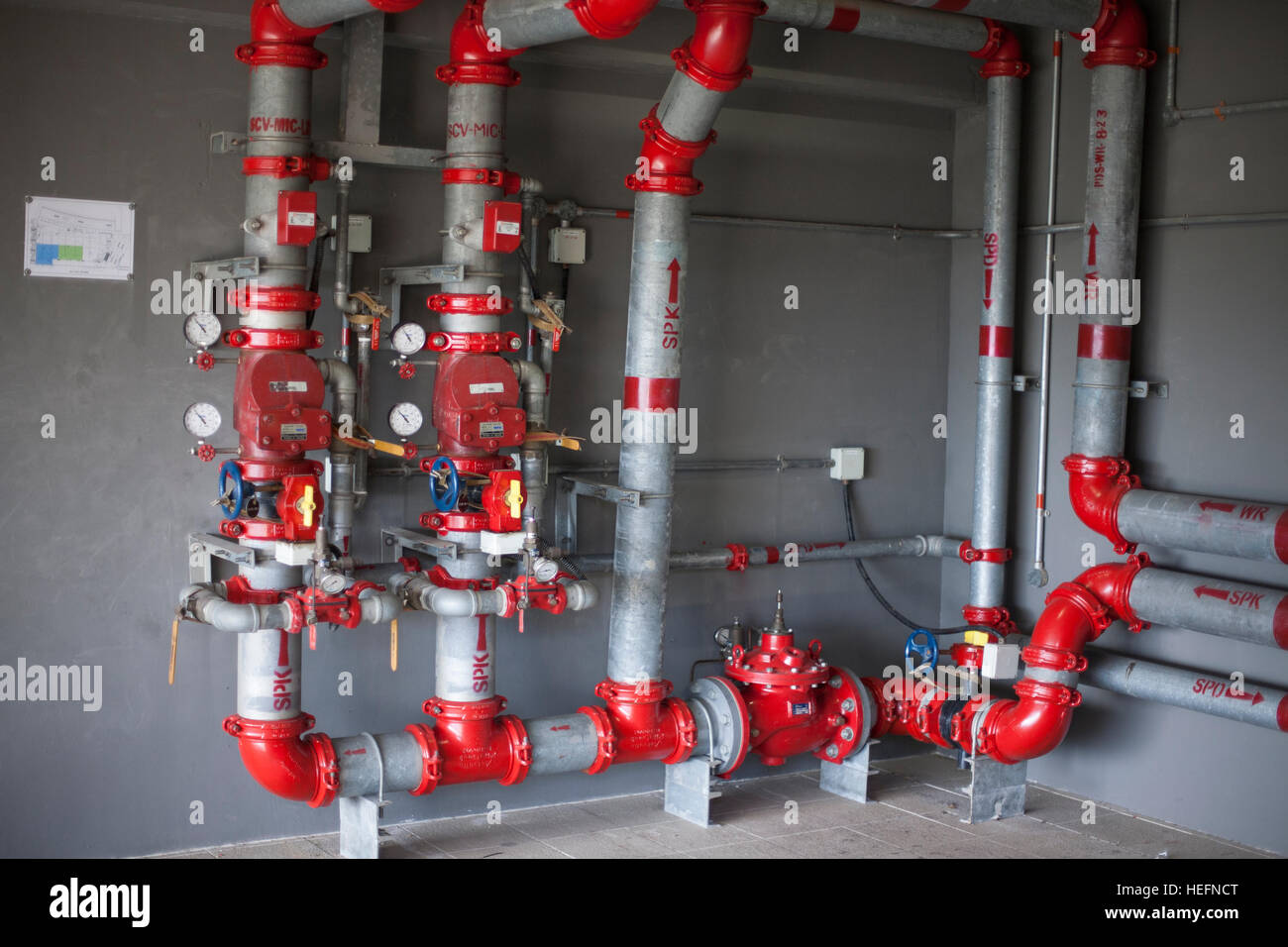 Heating system's cooper pipes with ball valves Stock Photo Alamy