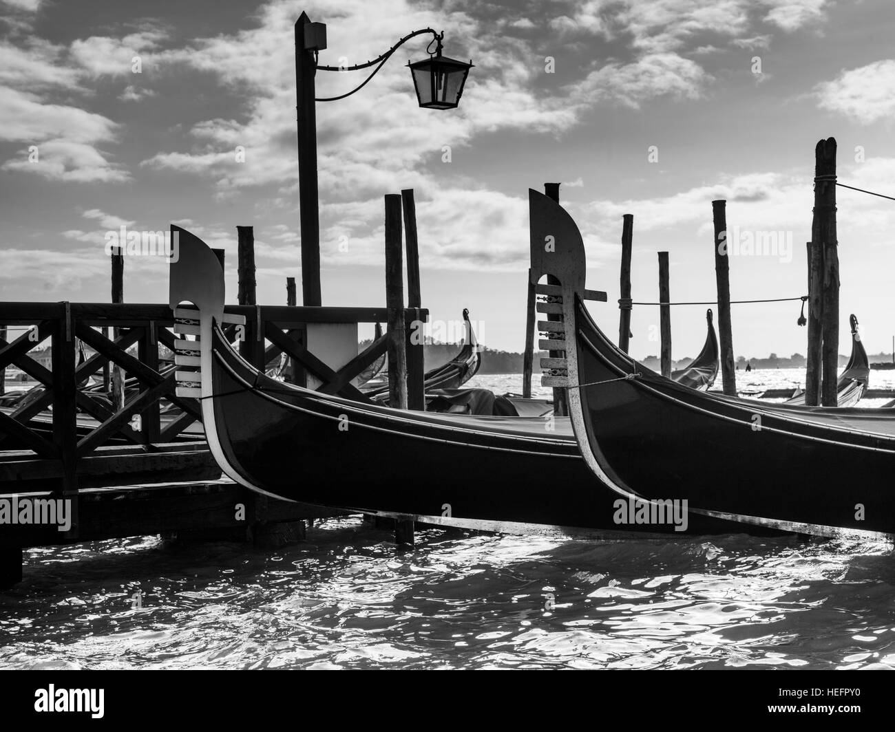 Gondolas in Grand Canal, Venice, Veneto, Italy Stock Photo
