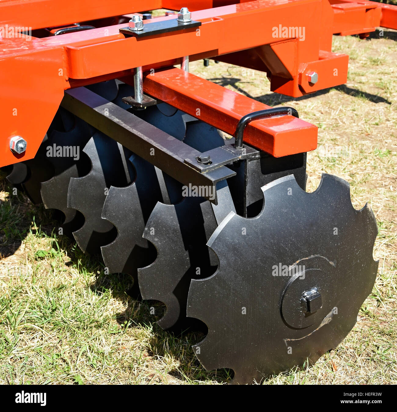 Part of the new disc harrow machinery Stock Photo Alamy