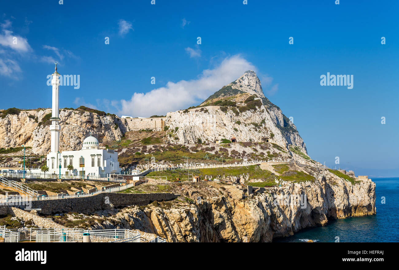 Rock Of Gibraltar And Mosque Seen From Europa Point Stock Photo - Alamy