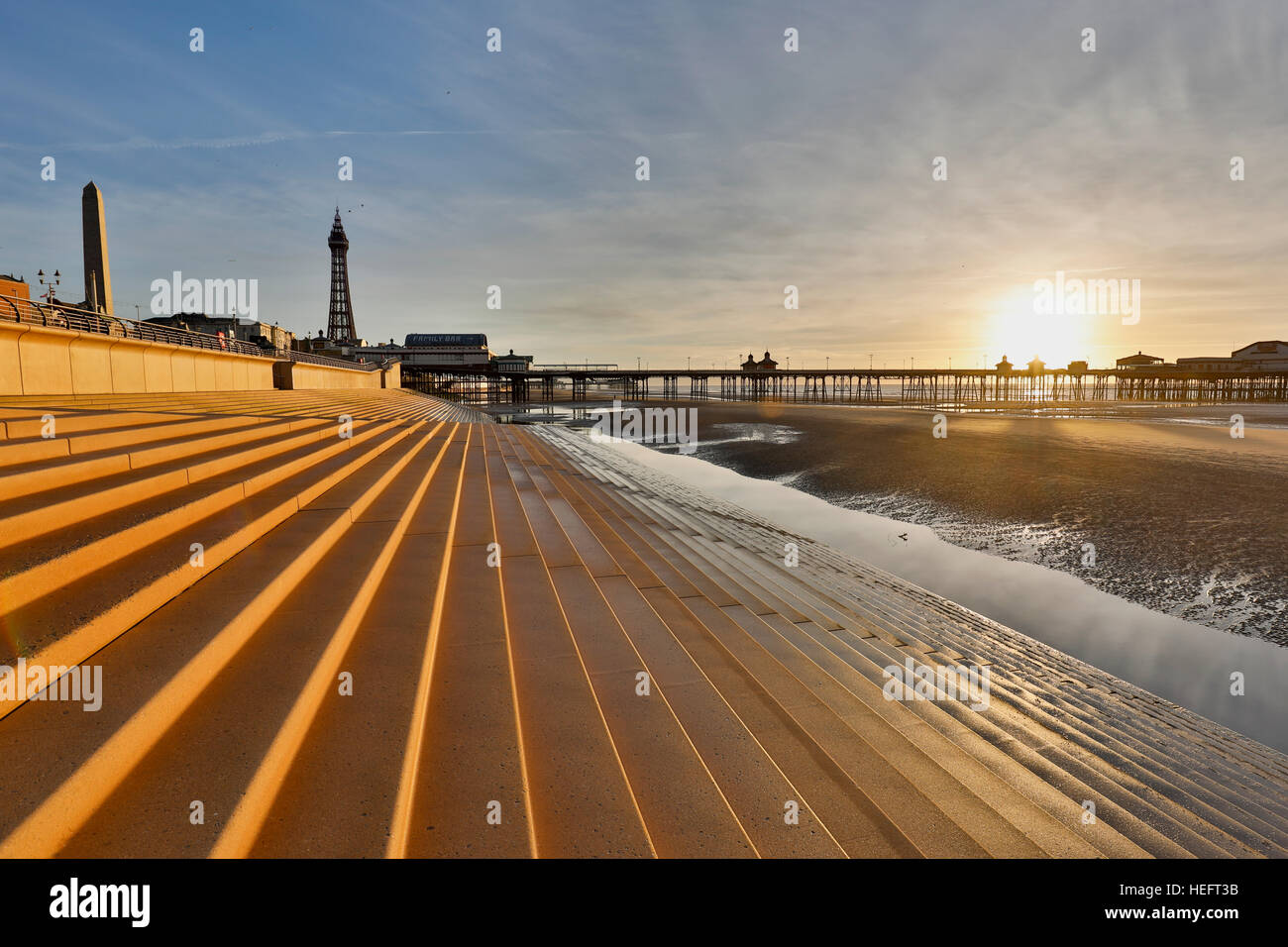 Blackpool; Beach and Tower; Lancashire; UK Stock Photo