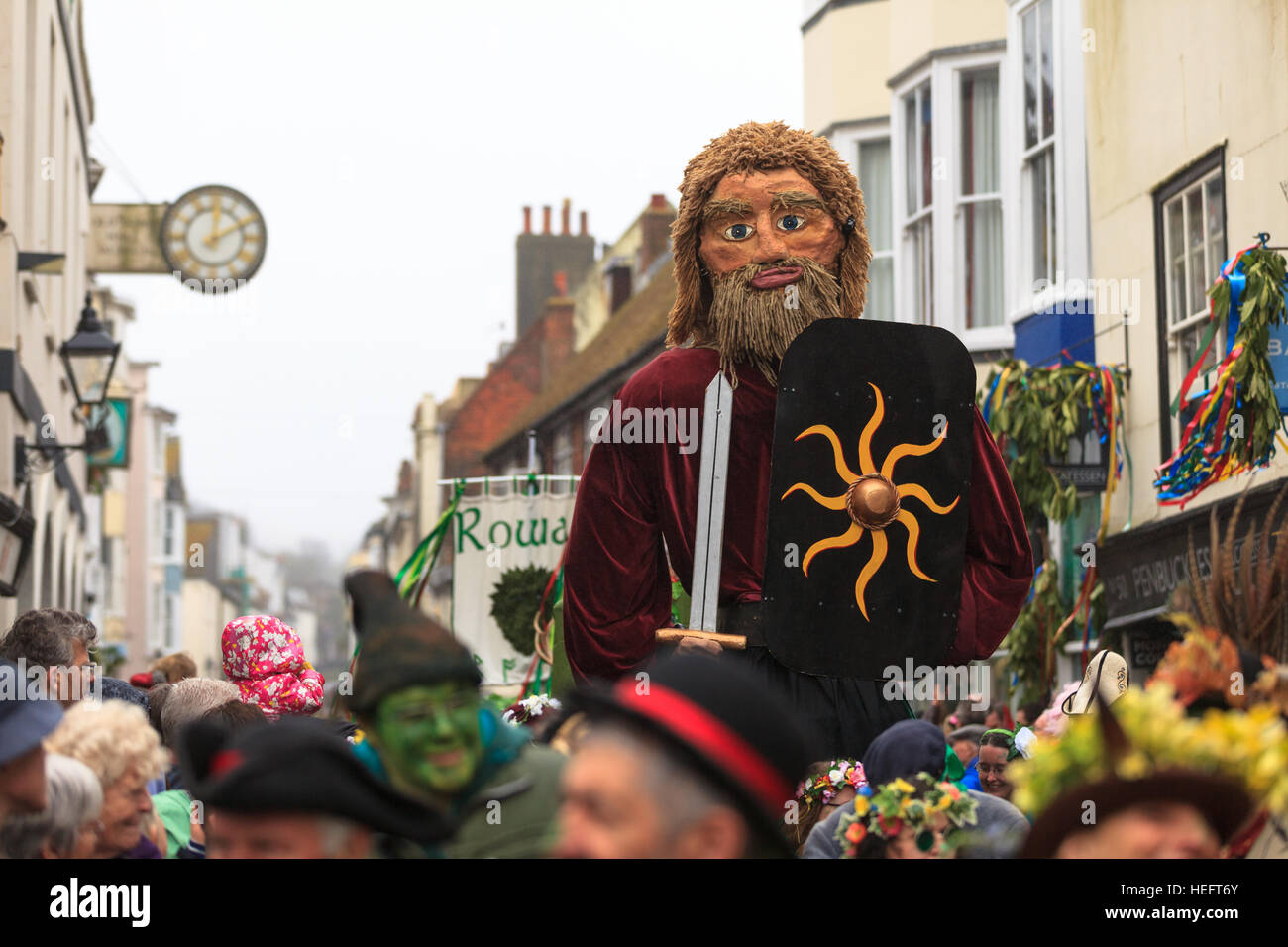 Hastings, UK. May Day revellers dressed in pagan costumes enjoy the