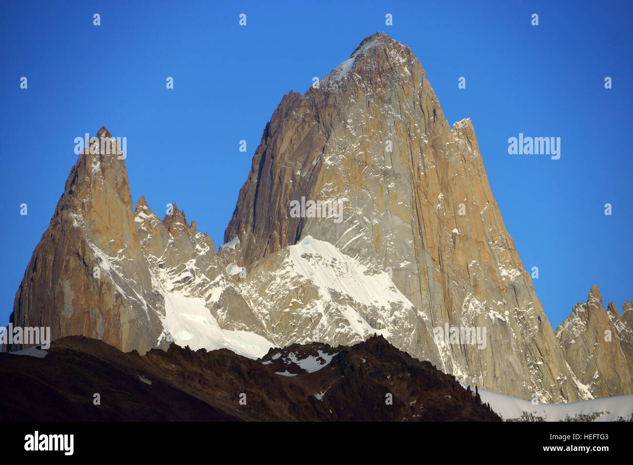 Cerro Fitz Roy from El Chalten, Los Glaciares National Park, Patagonia, Argentina Stock Photo