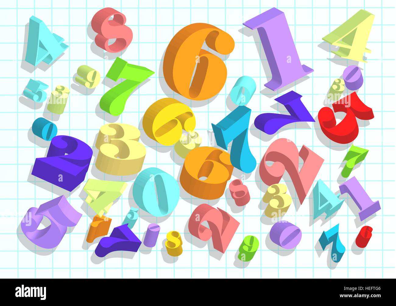 arithmetic abstract background with 3d numbers. 10 EPS Stock Vector