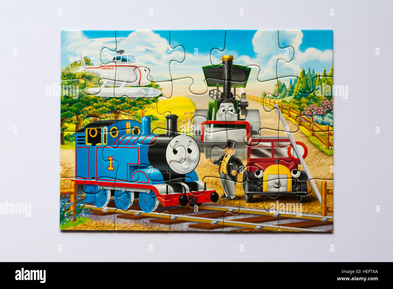 Thomas & Friends jigsaw puzzle, one of 4 tell-a-story puzzles by  Ravensburger isolated on white background Stock Photo - Alamy