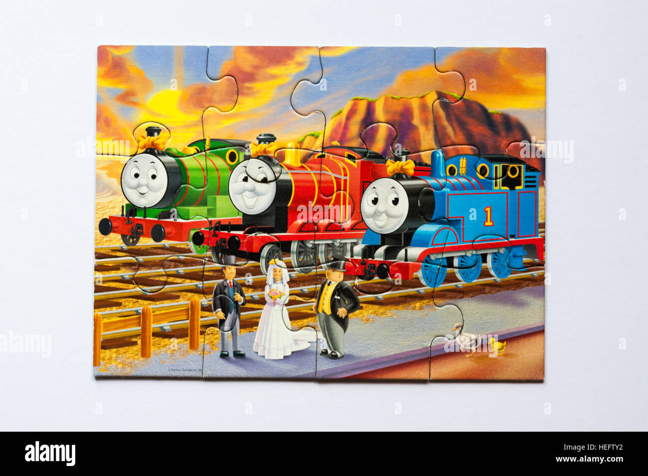 Thomas & Friends jigsaw puzzle, one of 4 tell-a-story puzzles by  Ravensburger isolated on white background Stock Photo - Alamy