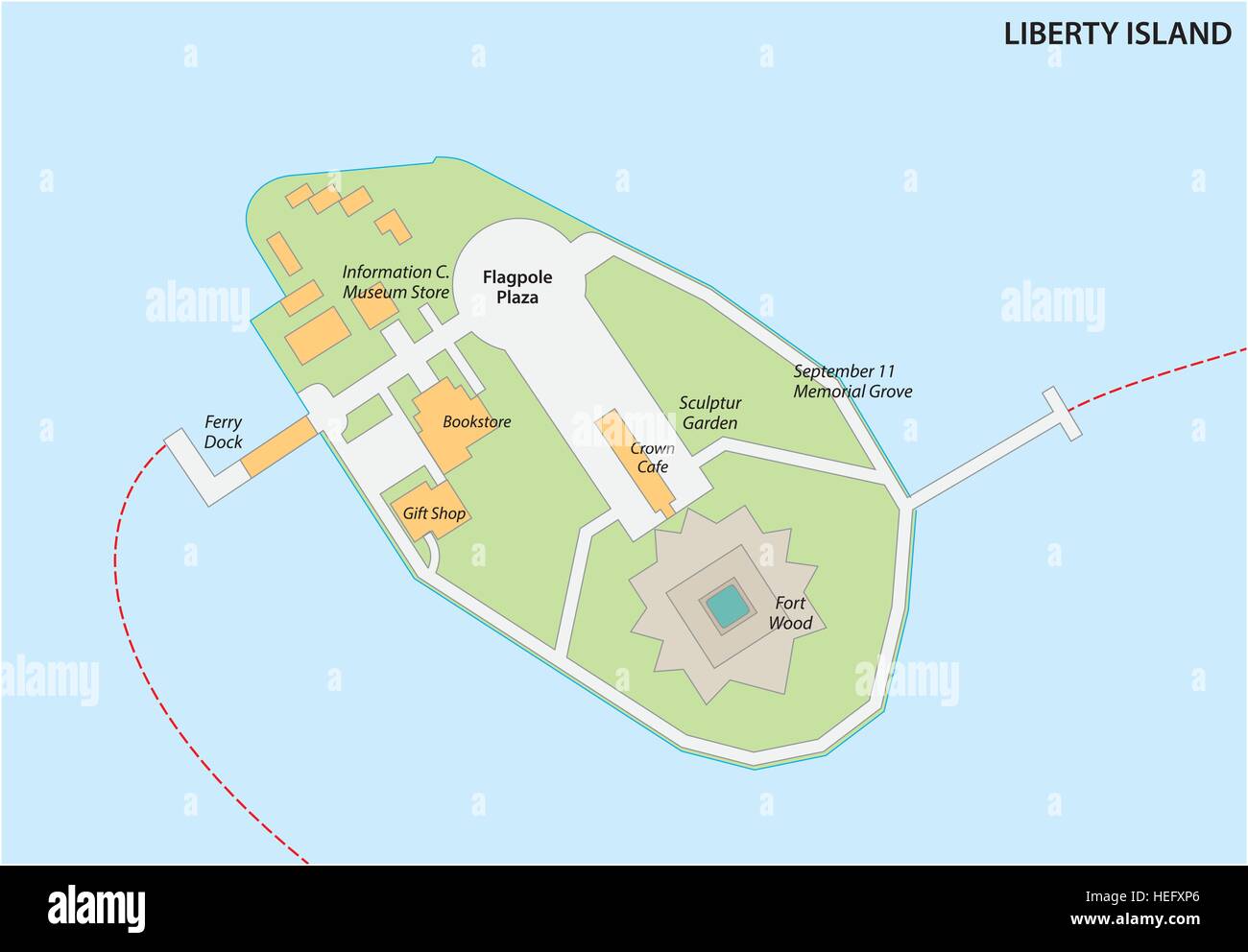 Vector map of liberty island, New York City Stock Vector