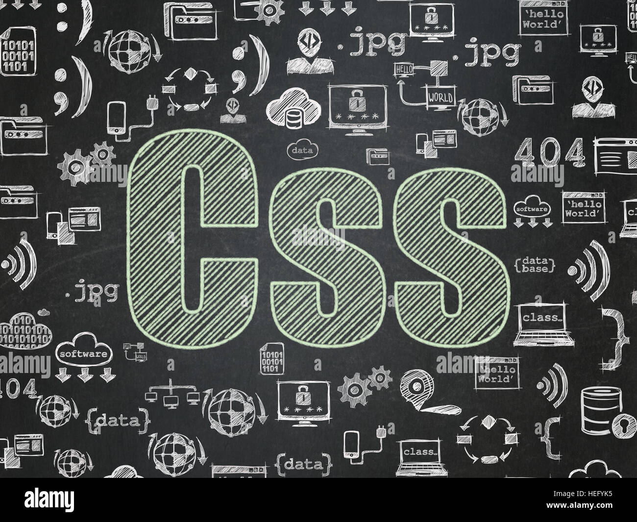 Programming concept: Css on School board background Stock Photo - Alamy