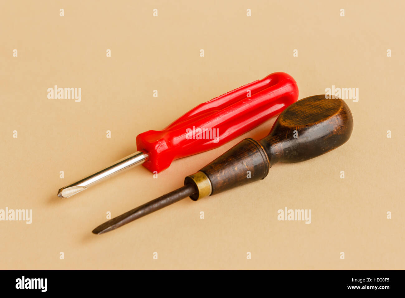 two screwdrivers of different  eras Stock Photo