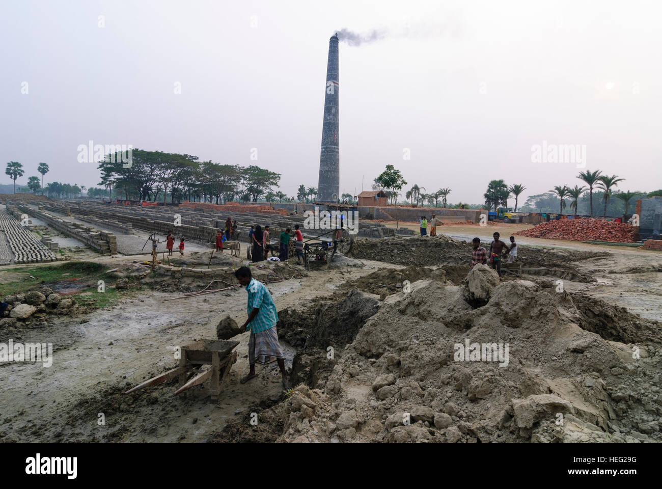 Noapra: Brickyard, bricks, Khulna Division, Bangladesh Stock Photo