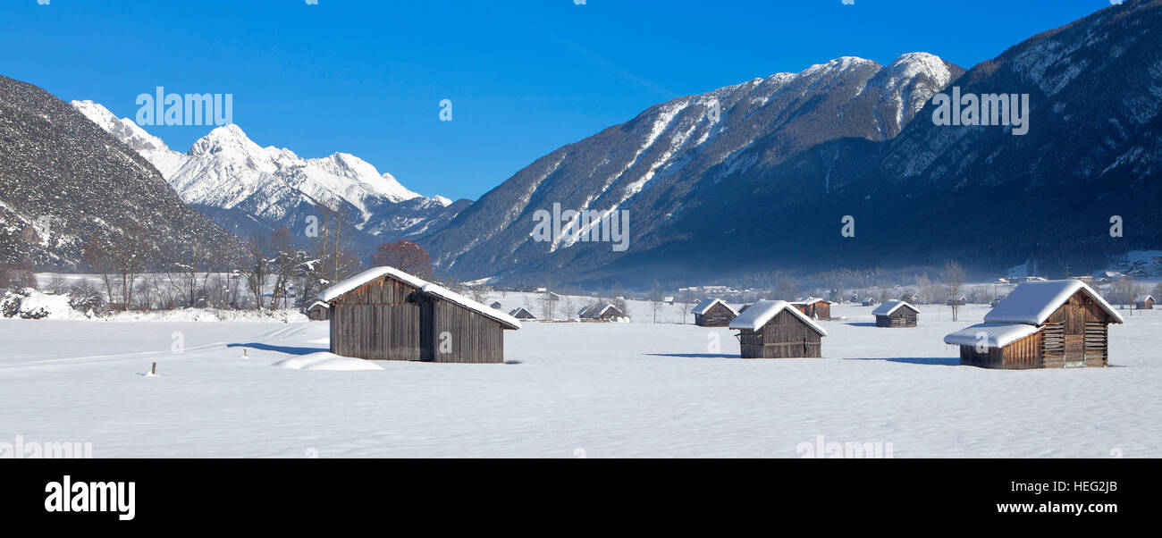 Austria, Tyrol, winter scenery in the Gurgltal (valley) nearby Tarrenz Stock Photo