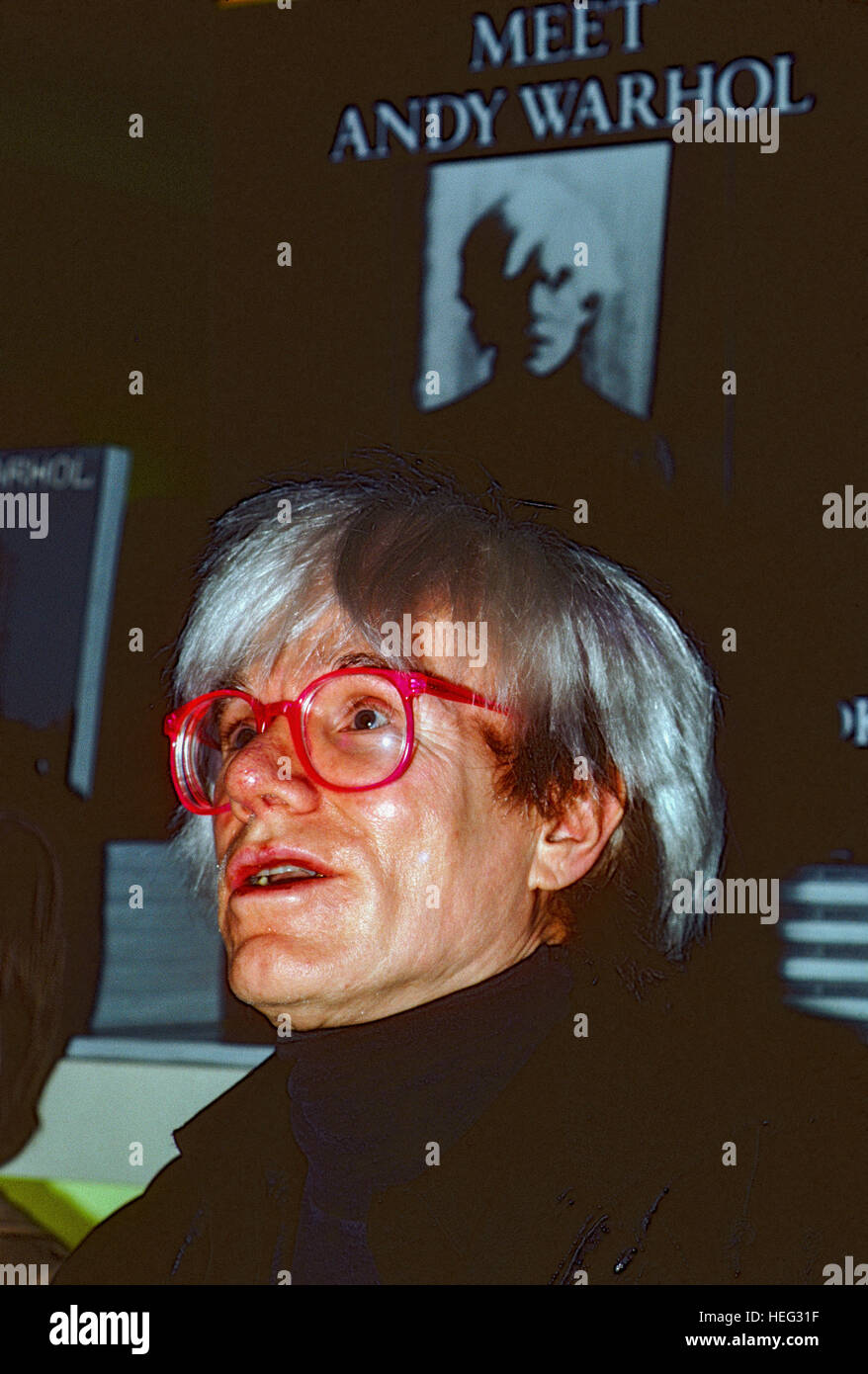 Washington, DC., USA, November, 1985 Andy Warhol at book signing  Credit: Mark Reinstein Stock Photo