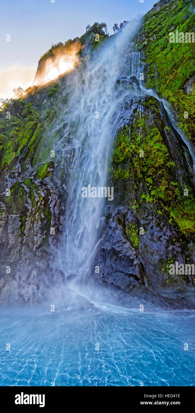 Stirling Falls, Milford Sound, Fiordland National Park, Te Anau, South Island, New Zealand Stock Photo