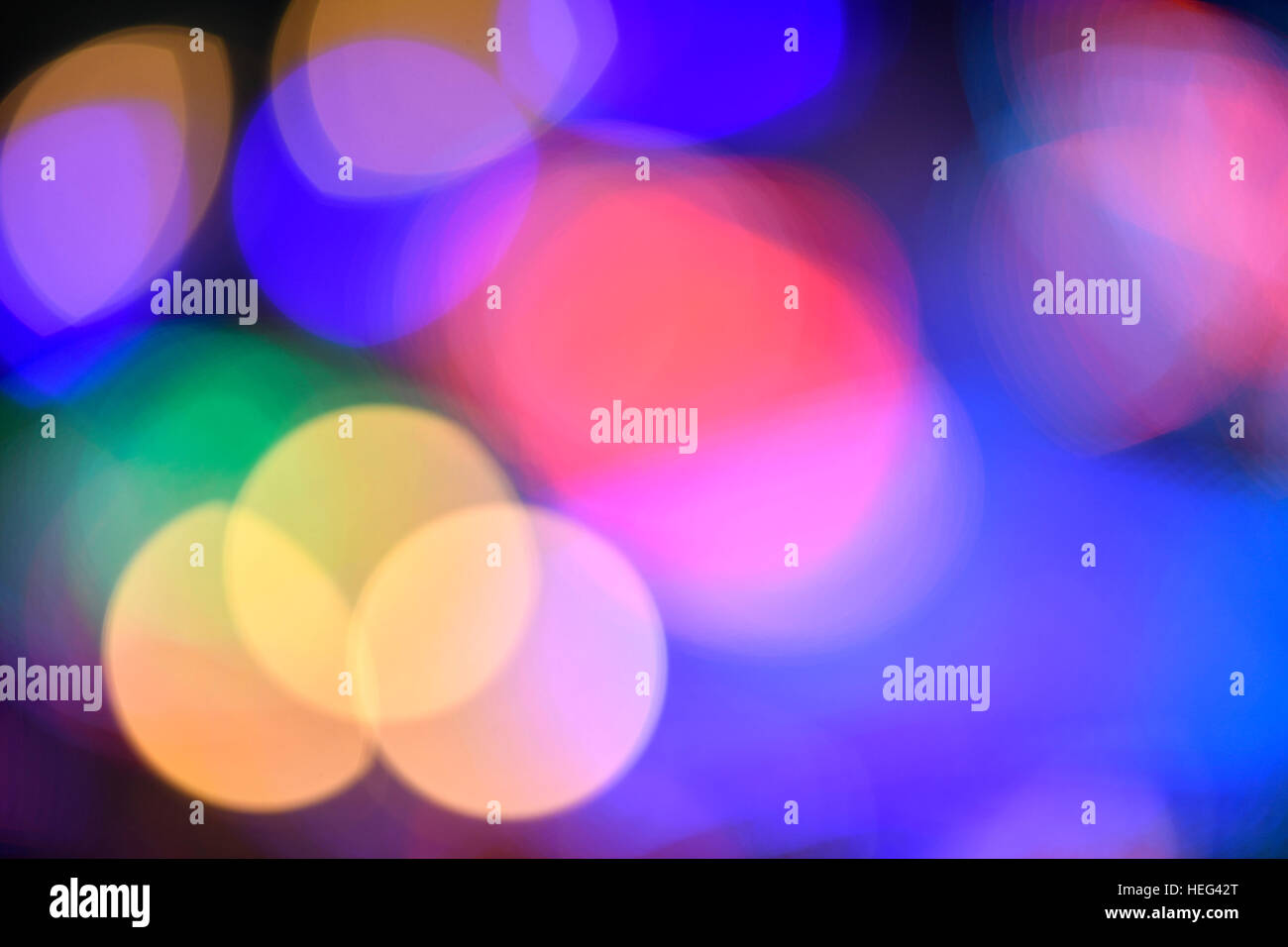 Bokeh balls, colourful lights, blurred lens flares Stock Photo