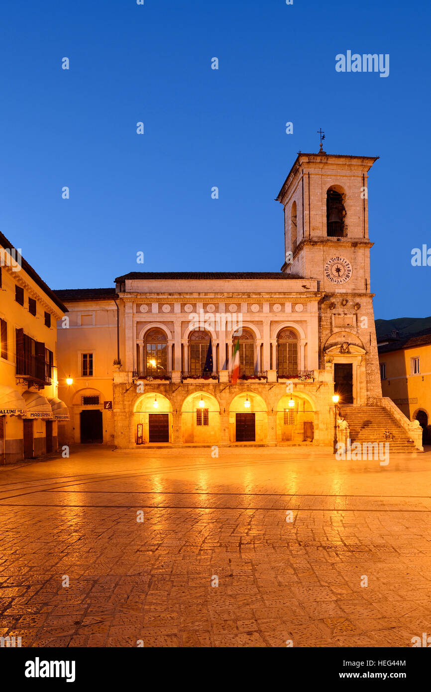 City Hall, Palazzo Comunale, Norica, Perugia, Umbria, Italy Stock Photo