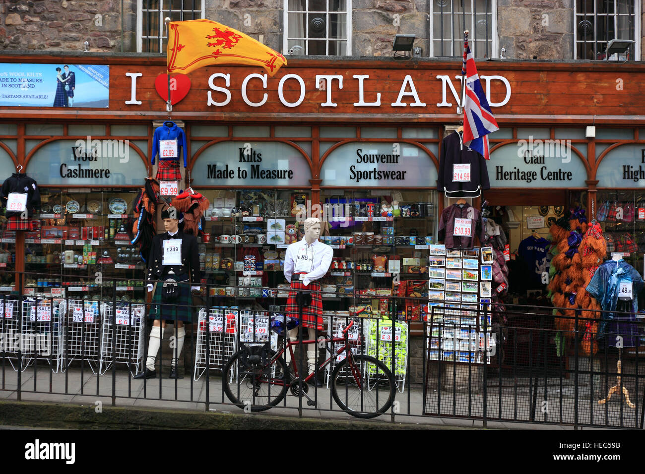 Schottland, Edinburgh, I Love Scotland Shop in der Bankstreet, Souvenir Shop Stock Photo
