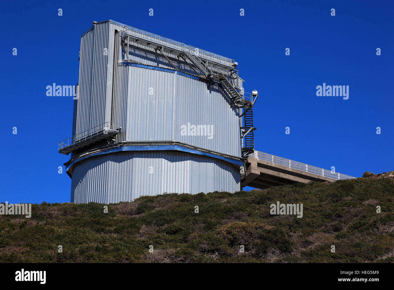 La Palma, Kanarische Insel, Roque-de-los-Muchachos-Observatorium in der Caldera de Taburiente, Astrophysisches Observatorium La Palma, Telescopio Naci Stock Photo
