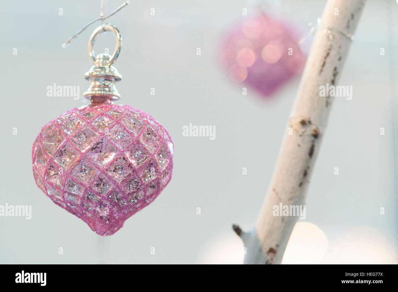 Christmas tree balls in lilac, Christmas Stock Photo