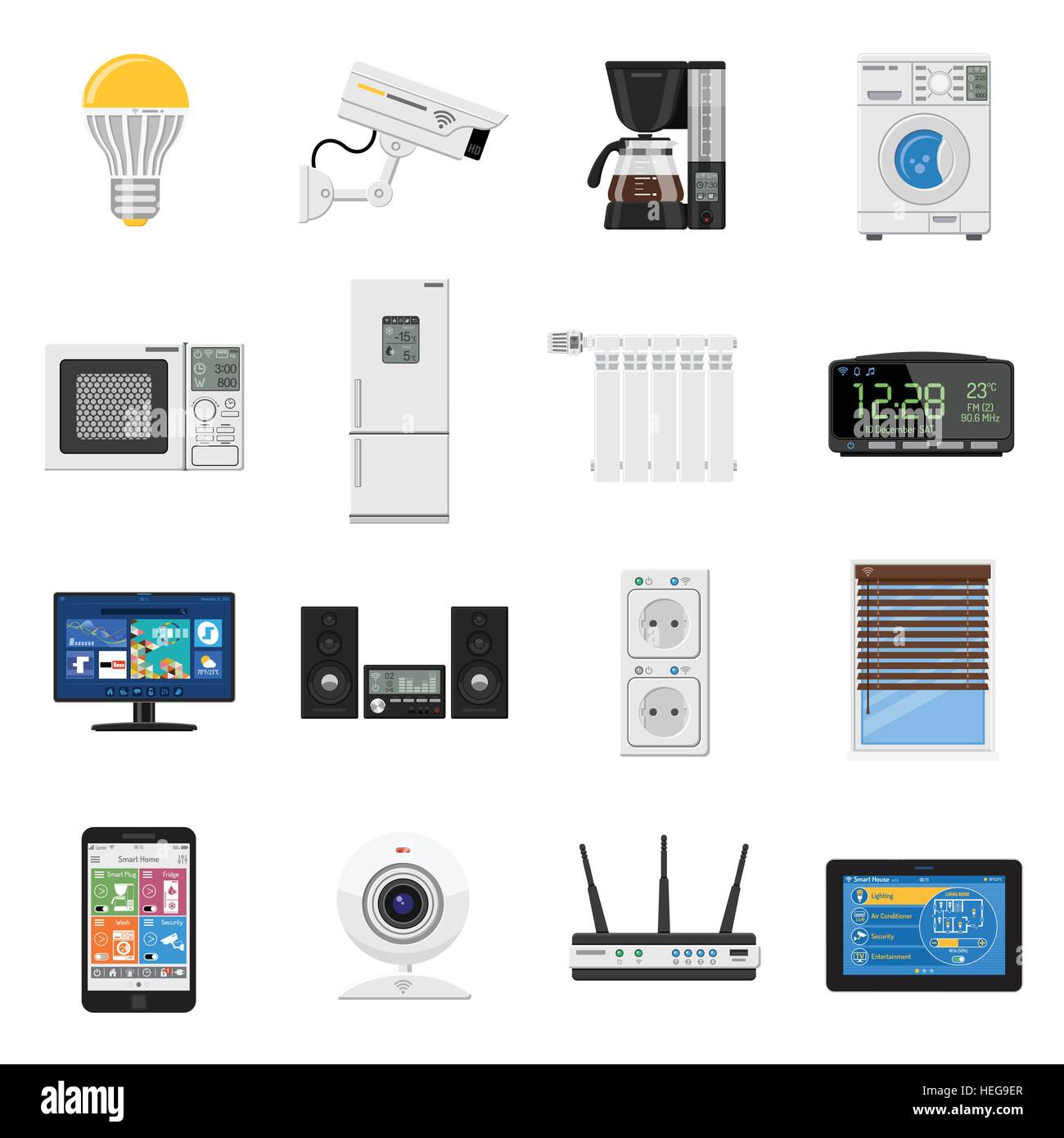 Smart House and internet of things flat icons set Stock Vector Image ...