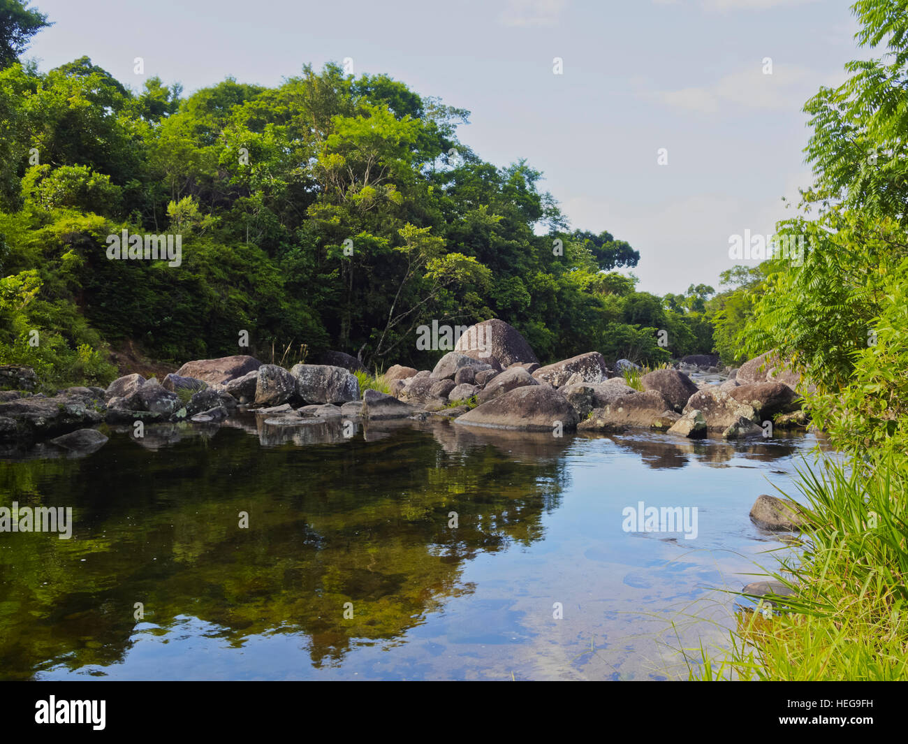Brazil, State of Sao Paulo, Ilhabela Island, Bonete, View of the natural well Poco Fundo. Stock Photo
