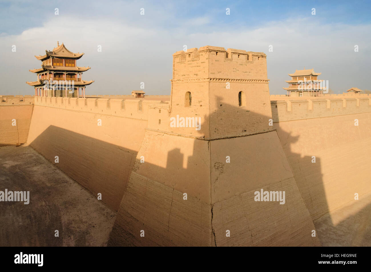 Jiayuguan fort at the western confine of the Great Wall. Jiayuguan ...