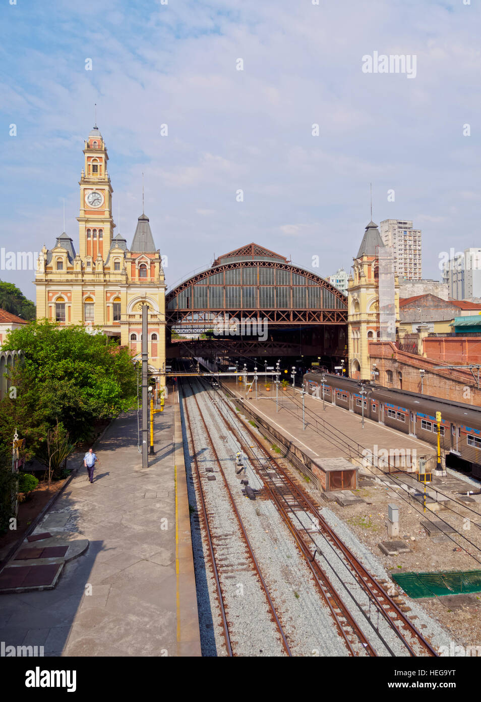 Brazil, State of Sao Paulo, City of Sao Paulo, View of the Luz Station. Stock Photo
