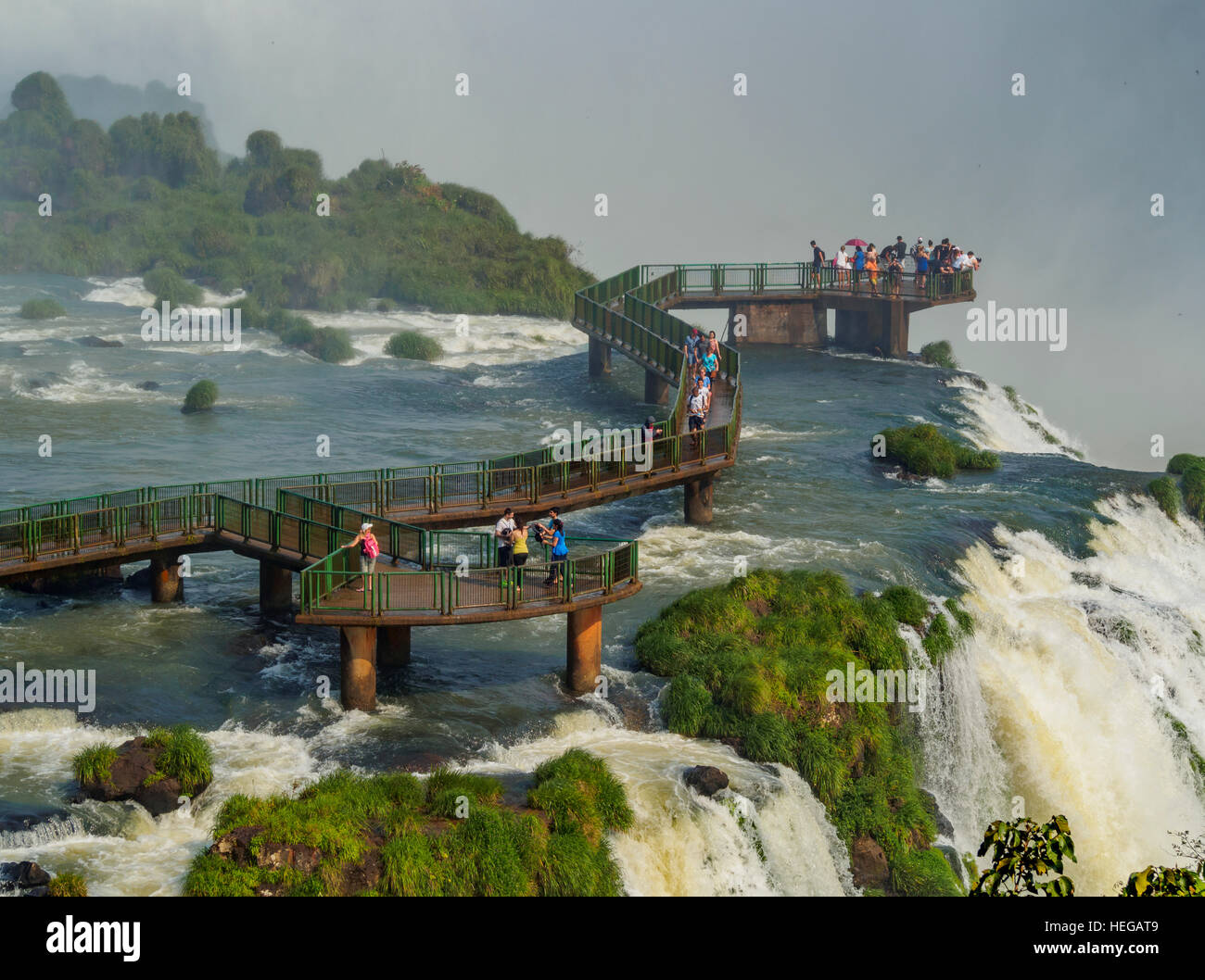 Brazil, State of Parana, Foz do Iguacu, View of the Devil's Throat, part of Iguazu Falls. Stock Photo