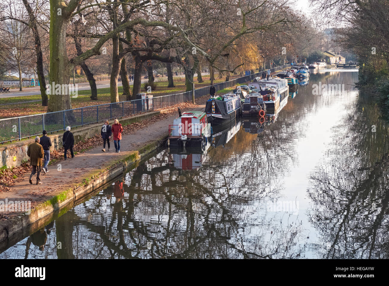 Regent's Canal near Victoria Park in winter, London England United Kingdom UK Stock Photo