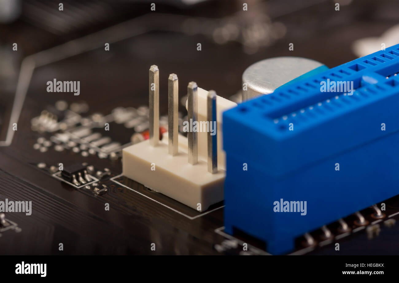 Electronic collection - fragment a computer circuit board with radioelements Stock Photo